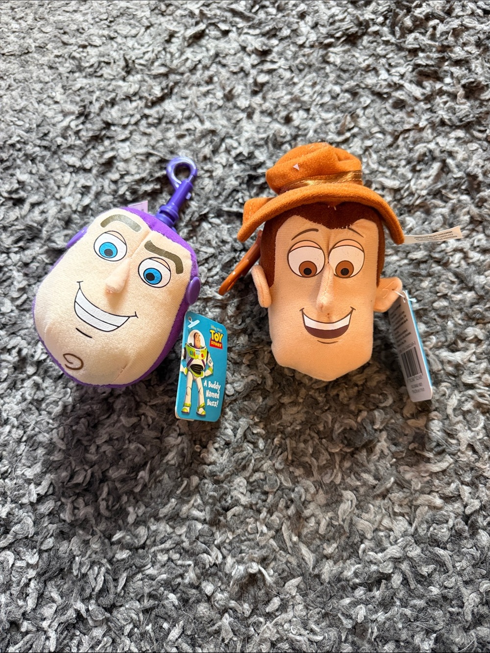 Buzz Lightyear & Woody Plush Keychain Set - Purple & Brown